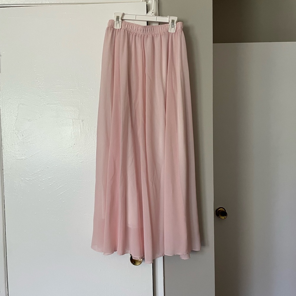 Elegant Pink Chiffon Maxi Skirt